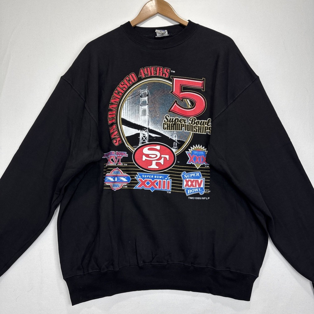 VTG Competitor San Francisco 49ers Super Bowl Sweatshirt Mens XL Black 1995 NFL